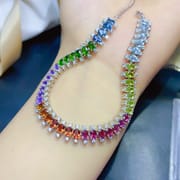 Duobao bracelet natural olivine Garnet diopside yellow crystal amethyst Topaz 925 silver wholesale