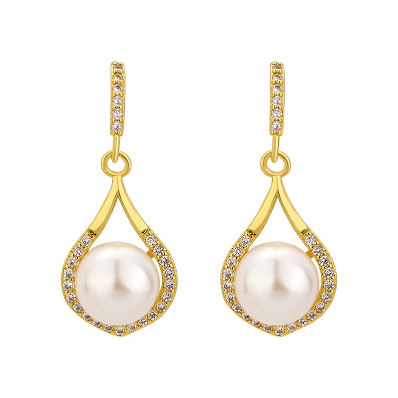 Natural Freshwater Pearl Earrings French Simple Drop-shaped Long Small Ear Drop Fashionable Earrings All-match Elegant Earrings