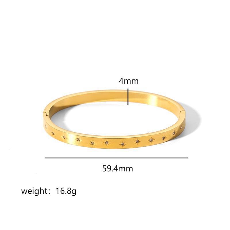 European and American-style light luxury bracelet six-pointed star buckle bracelet 18K gold stainless steel inlaid zirconium bracelet high-grade bracelet for women