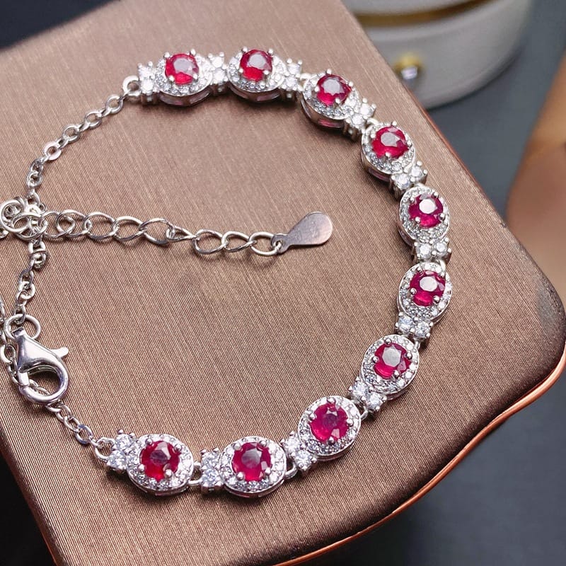 New burnt ruby bracelet style fashionable exquisite gem fire color good 925 silver ladies live supply