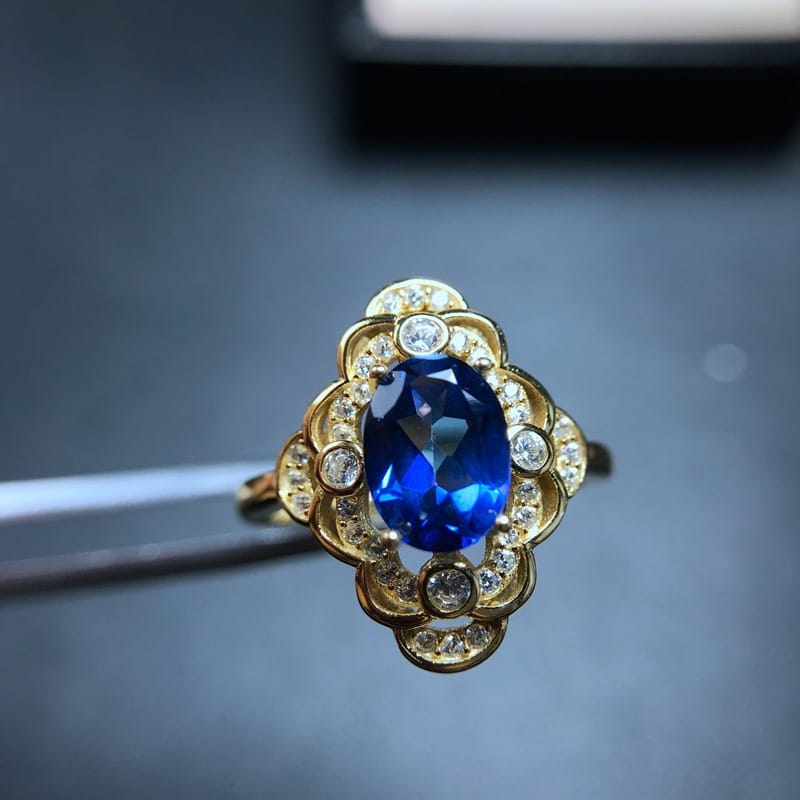Natural Tanzan Blue Topaz ring strikes 925 silver manufacturing