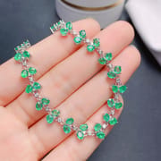 Emerald women's bracelet 925 silver inlaid natural emerald bracelet women's bracelet live supply wholesale