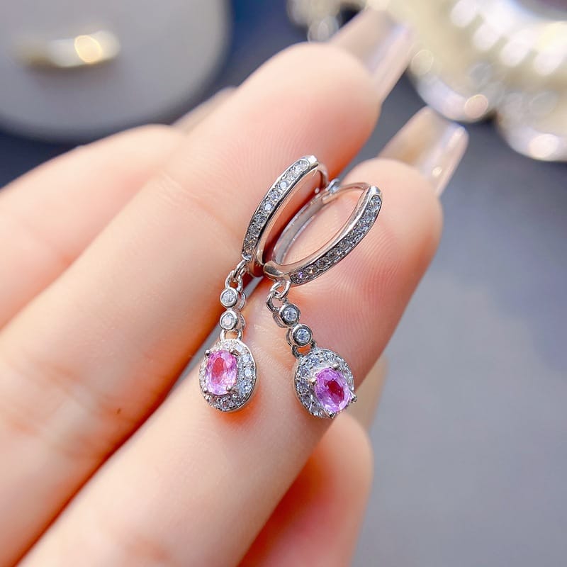 Simple Papalacha Natural Powder Sapphire Ear Buckle 925 Silver Ladies Earrings Wholesale Ear Hook Inspection