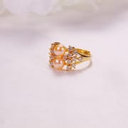 Pearl Jewelry Opening Adjustable Ring Real Gold Electroplated Micro-inlaid Zircon Freshwater Pearl Ring
