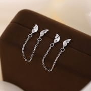 Po S999 Foot Silver Butterfly Binaural Earrings Light Luxury Niche Design Advanced Sense Sweet Tassel Earrings for Hair