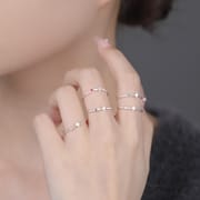 Po S999 foot silver four mans star zircon ring personality fashion sense multi-color simple gentle hand decoration generation hair