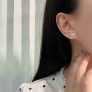 Po S999 Foot Silver Knot Round Bead Screw Earrings Cute Temperament Goddess Literary Style All-match Earrings for Hair