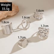 Europe and the United States cross-border geometric metal wind lava line ring four-piece irregular smooth opening ring suit