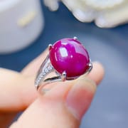 Natural Egg noodles old roasted ruby ring 925 silver 10 * 12mm open mouth first-hand supply live broadcast supply