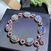 Natural opal bracelet wholesale 925 silver inlaid fashion round drill live for 5*7mm