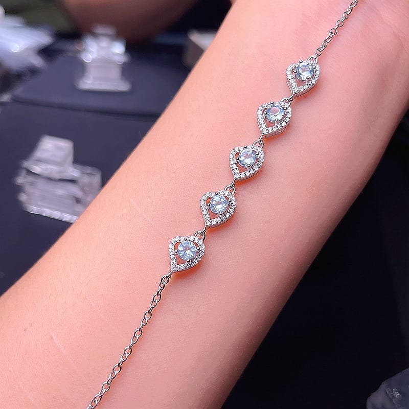 Natural Topaz 925 silver inlaid natural Topaz bracelet fire color good manufacturers do goods a generation of hair