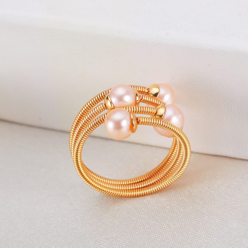 Real Freshwater Pearl Ring Accessible Luxury Multi-layer Winding Design Index Finger Ring Simple Handmade Winding Ring Hand Jewelry New Style