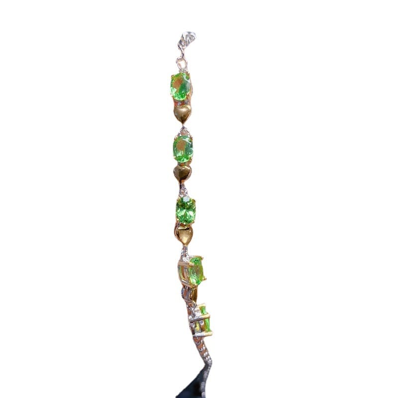 Natural Shafrei Garnet Bracelet Girl Bracelet 925 Silver Fresh Green Exquisite Color Treasure Wholesale