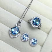 Small fresh style 925 silver natural topaz set wholesale in-kind photo