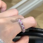 Europe and America Cross-border S925 Sterling Silver Middle Ancient Gradient Rose Manor Ring Women's Heavy Industry Rai Diamond Finger Ring