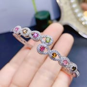 Fashion new on the new natural color tourmaline bracelet 925 silver inlaid 3*3mm ladies Bracelet girls gift