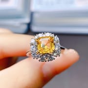 Factory wholesale explosions natural citrine ring S925 silver inlaid main stone 6*6 selling Europe and the United States a generation of hair