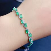 Emerald women's bracelet 925 silver inlaid natural emerald bracelet women's bracelet live supply wholesale