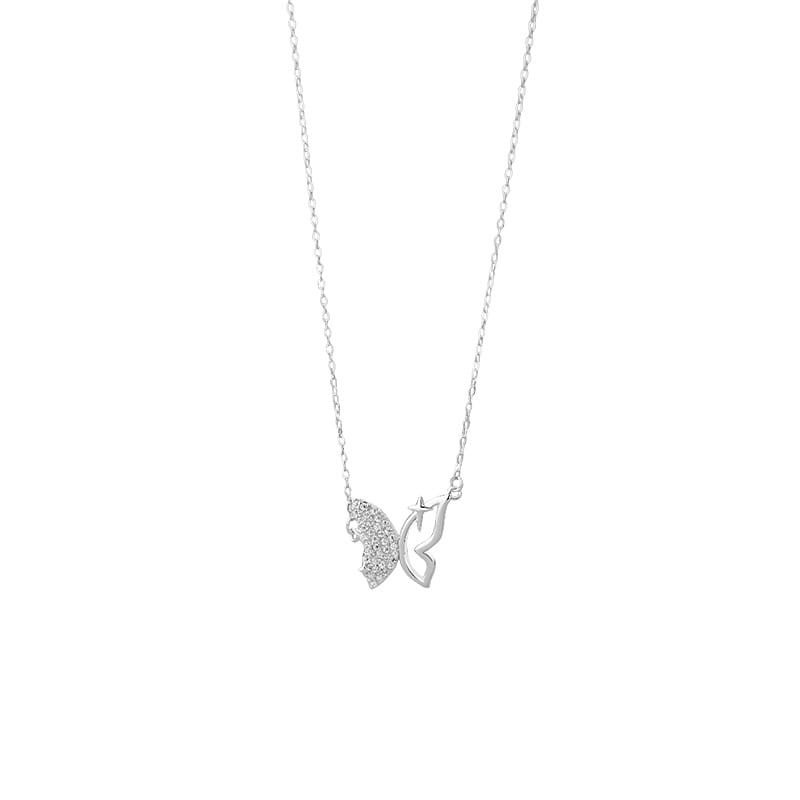 Po S999 Silver High-grade Butterfly Necklace Women's Niche Simple Elegant Instagram Style Light Luxury Clavicle Chain for Hair