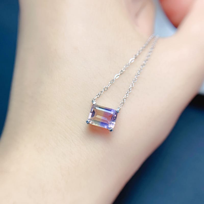 Amethyst necklace 925 silver inlaid amethyst pendant ladies pendant gift manufacturers do goods a generation of hair