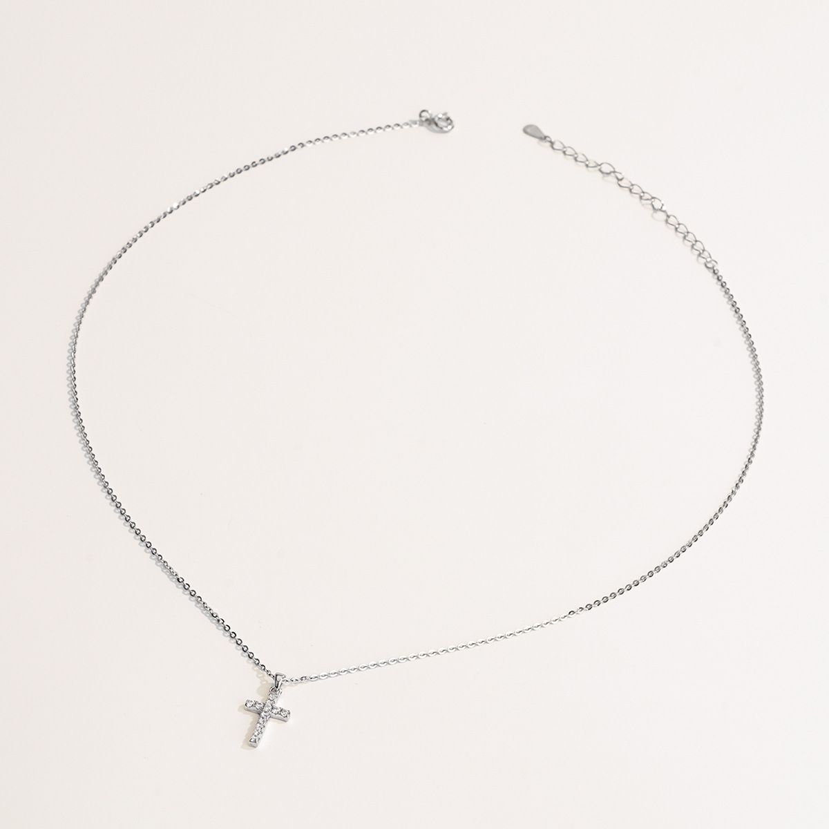 S925 sterling silver with zircon cross design necklace 