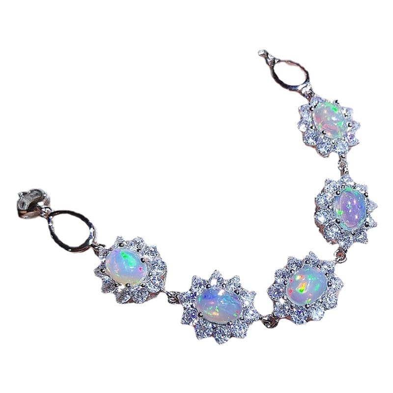 Natural opal bracelet 925 silver inlaid fashion round drill for 5*7mm