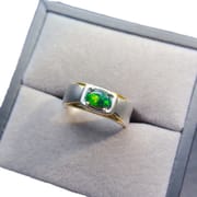 Factory wholesale explosions natural black opal ring S925 silver inlaid main stone 5*7 selling Europe and the United States a generation of hair