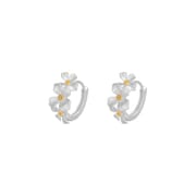 Po S999 Foot Silver New Chinese Gardenia Earrings Women's National Style Simple Fresh 2024 Explosive Earrings for Hair