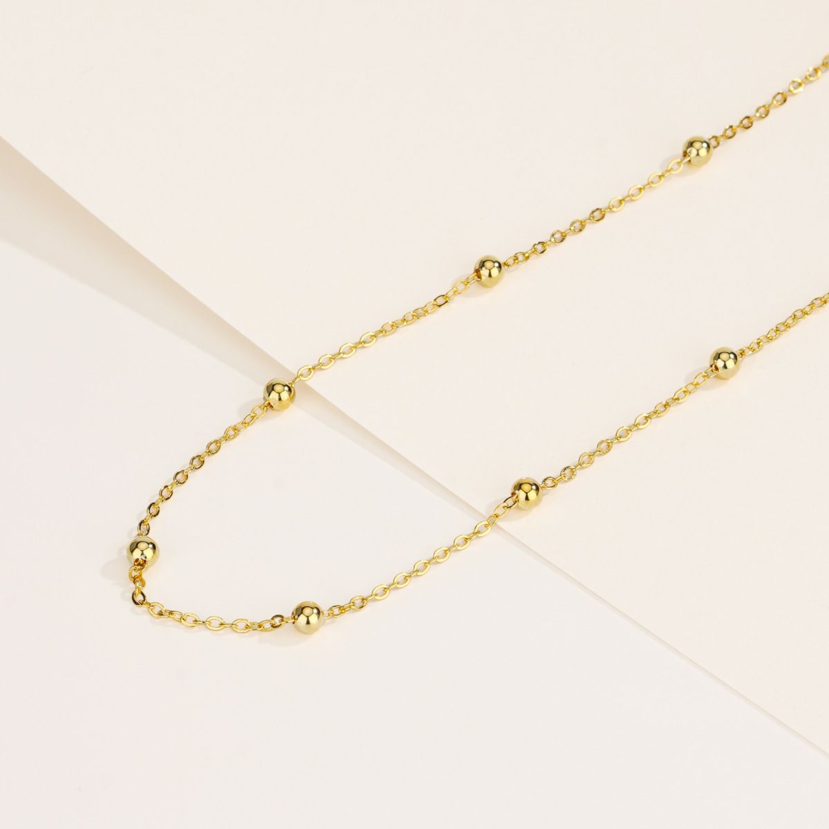 Cross-border Fashion S925 Sterling Silver Round Bead Snake Bone Chain Distinctive Simple Necklace Women's Stacked Short Clavicle Chain