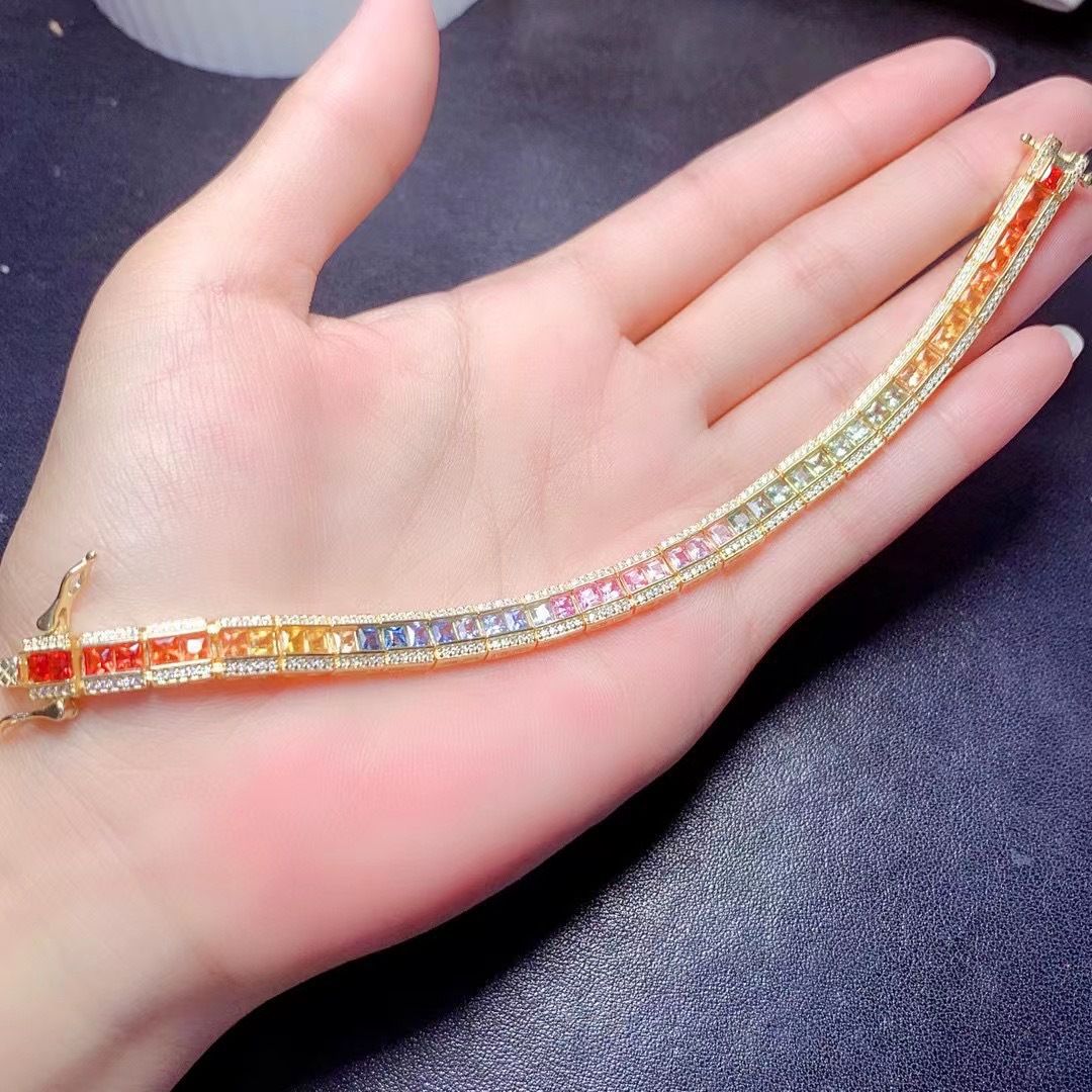 Luxury small fresh color blue treasure bracelet 925 silver natural color blue treasure bracelet 3*3 ladies Bracelet a piece