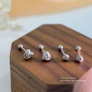 Po 999 full-body sterling silver screw knot earring female ear hole washing sleep free pick design small ear bone nail