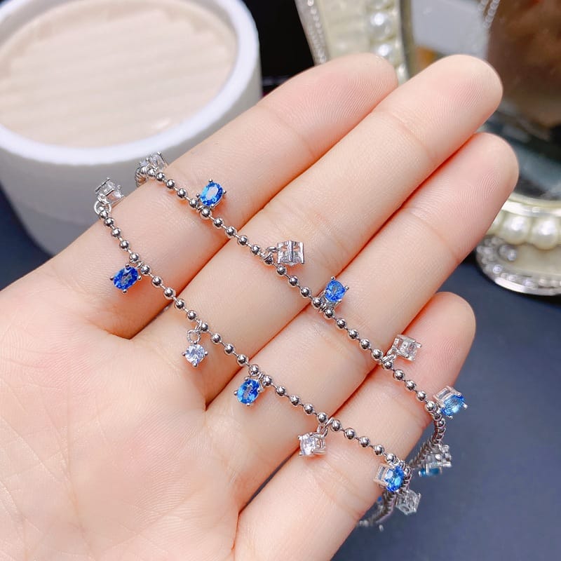 Natural Topaz bracelet luxury exquisite women's 925 silver inlaid lantopa beautiful colorful treasure wholesale