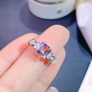 Natural Amethyst Ring Half Purple and Half Yellow Color Fresh 925 Silver Design Gem Inspection