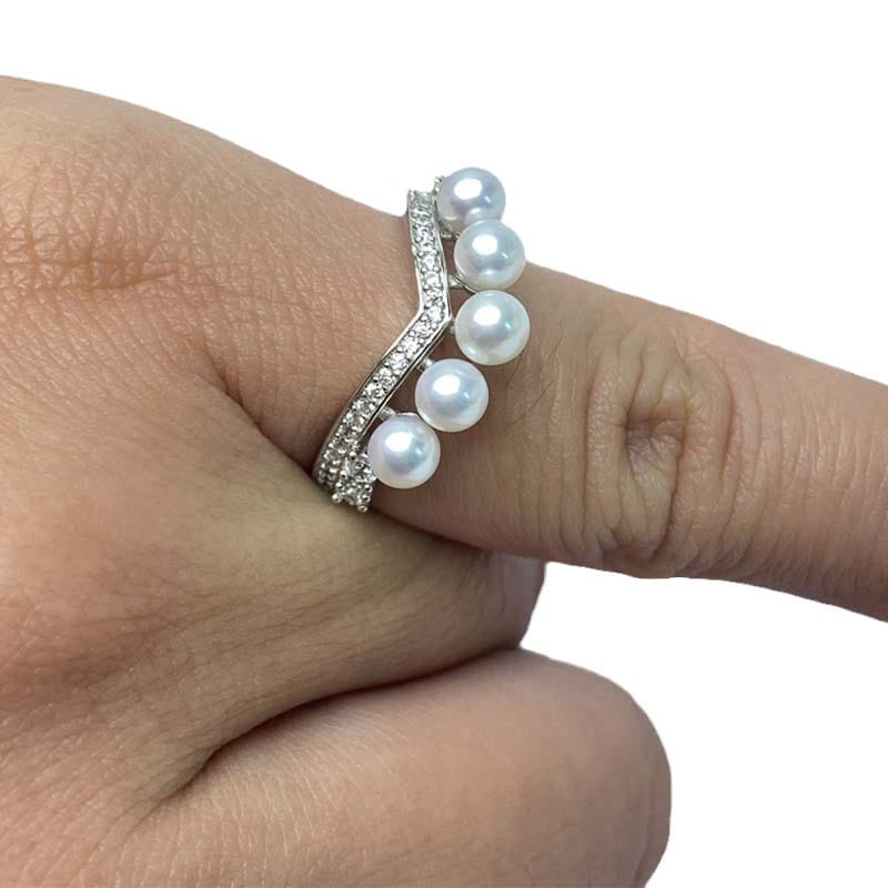 Freshwater small Pearl bulb grade almost flawless S925 Silver fashion simple women's combination ring