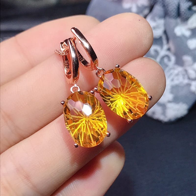 New fireworks topaz earrings 925 silver excellent Work inlay earrings 