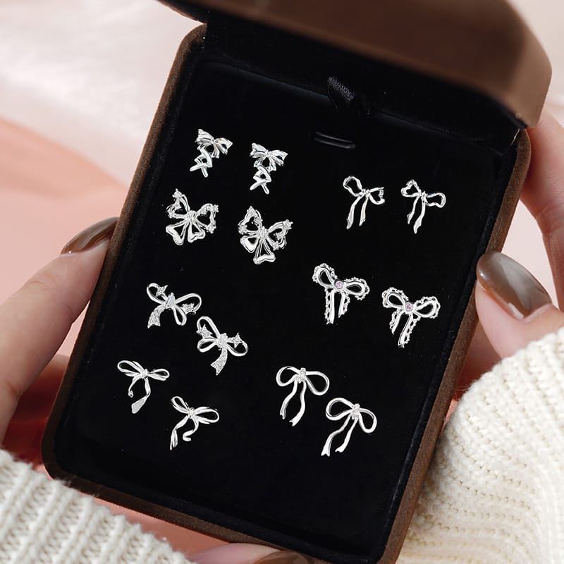 Original Po S999 Silver Sweetheart Butterfly Dance Earrings at large Princess Sweet Bow Multi-style Earrings for Hair