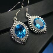 Silver Large Grain Topaz Earrings Single Main Stone 4 karat Beautiful Atmospheric 925 Sterling Silver Inlay