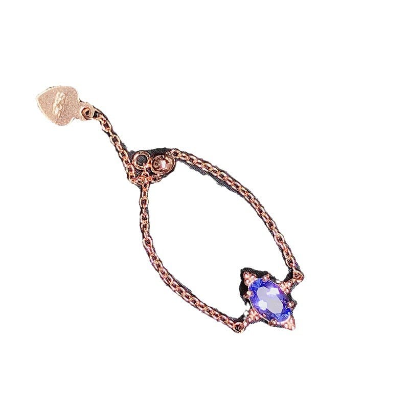 Light luxury Japanese simple natural stone ring 4 * 6mm finger chain 925 silver open mouth beauty ring wholesale one-piece delivery