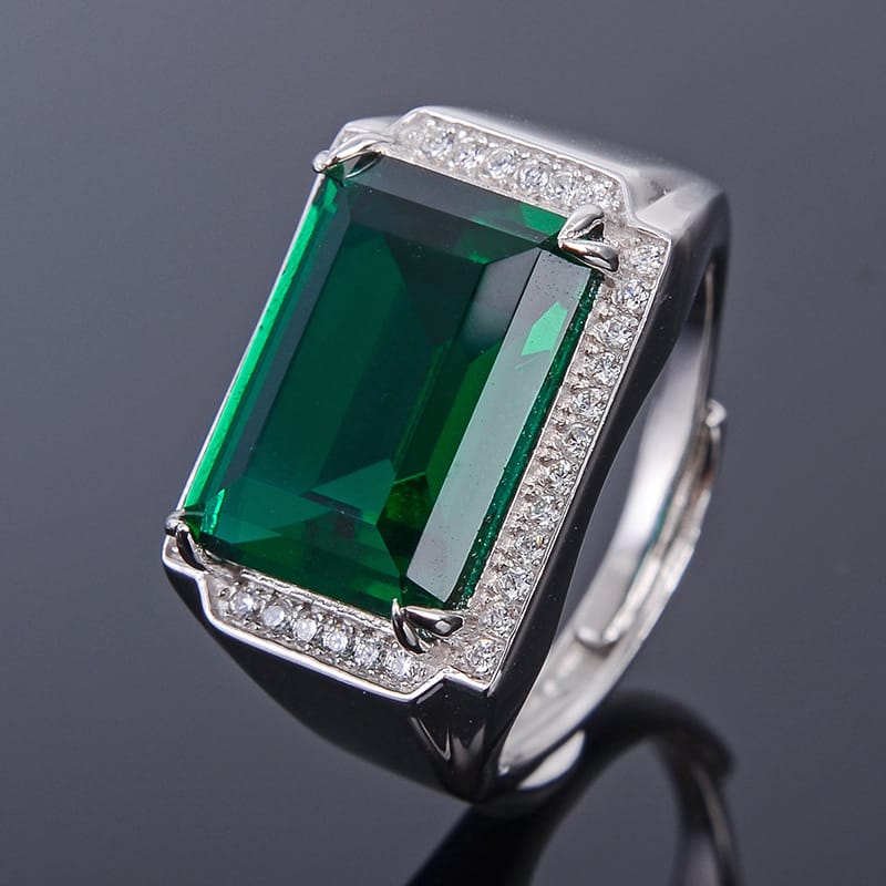  10x 14mm 925 silver fax crystal men's ring