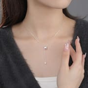 Po S999 Foot Silver Brushed Small Man Waist Necklace Minimentary Gentle Niche Geometric Artistic Clavicle Chain