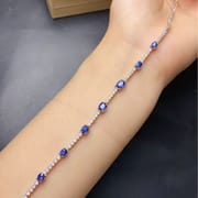 New arrival natural sapphire bracelet 3*4 4*5 925 silver inlaid gift wholesale