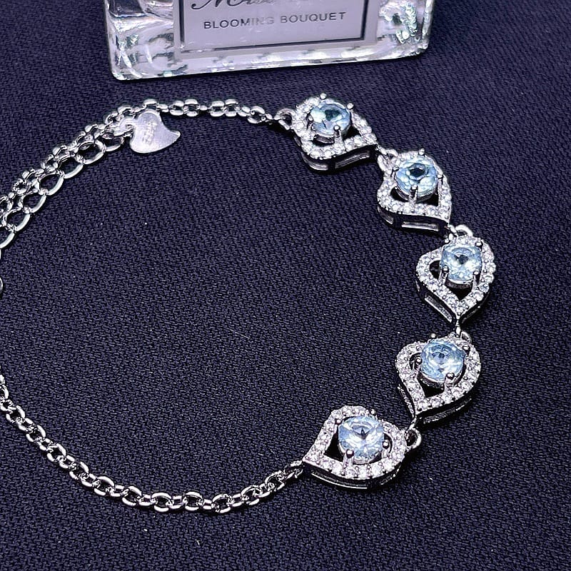 Natural Topaz 925 silver inlaid natural Topaz bracelet fire color good manufacturers do goods a generation of hair