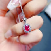 925 silver inlaid New burning ruby pendant ladies simple style fashion cross-border wholesale Live supply