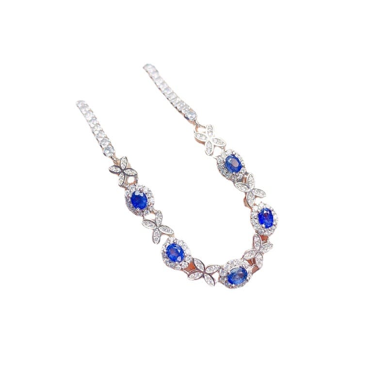 Light luxury elegant women's bracelet natural sapphire high-grade design 925 silver Live supply