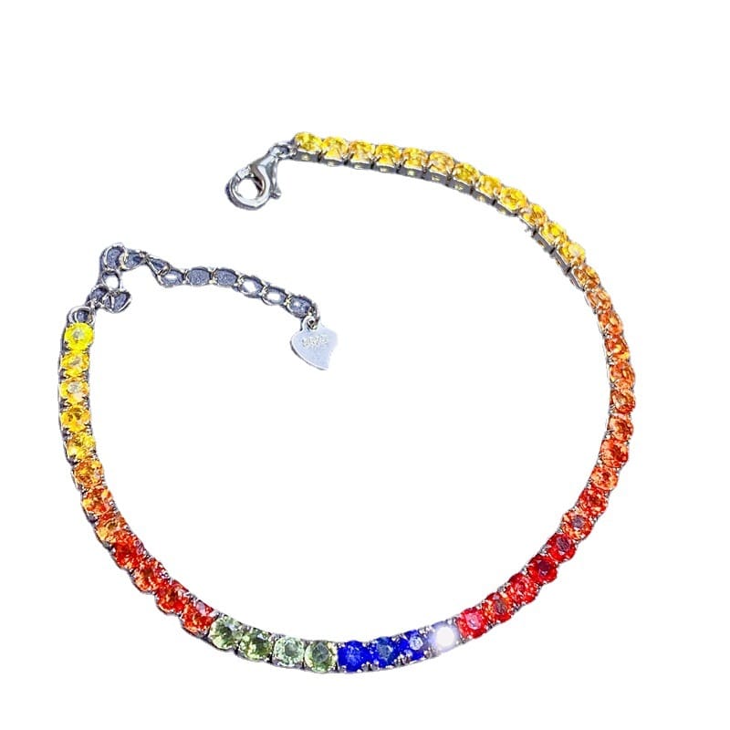 Fresh colorful sapphire bracelet 925 silver natural colorful sapphire bracelet 3*3 Women's bracelet one-piece delivery