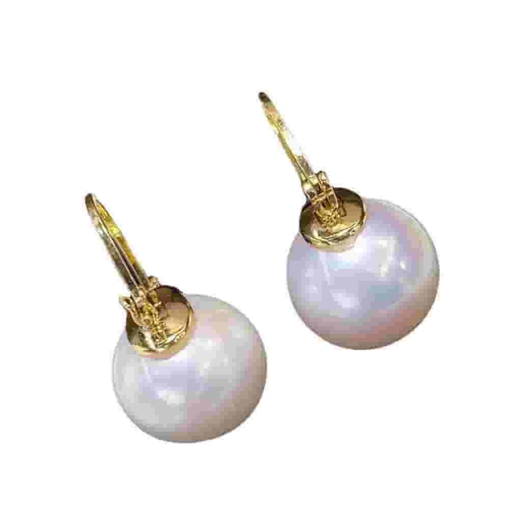 Freshwater pearl earrings 10-11mmm large point round high-gloss pearl earrings niche high-end earrings