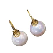 Freshwater pearl earrings 10-11mmm large point round high-gloss pearl earrings niche high-end earrings