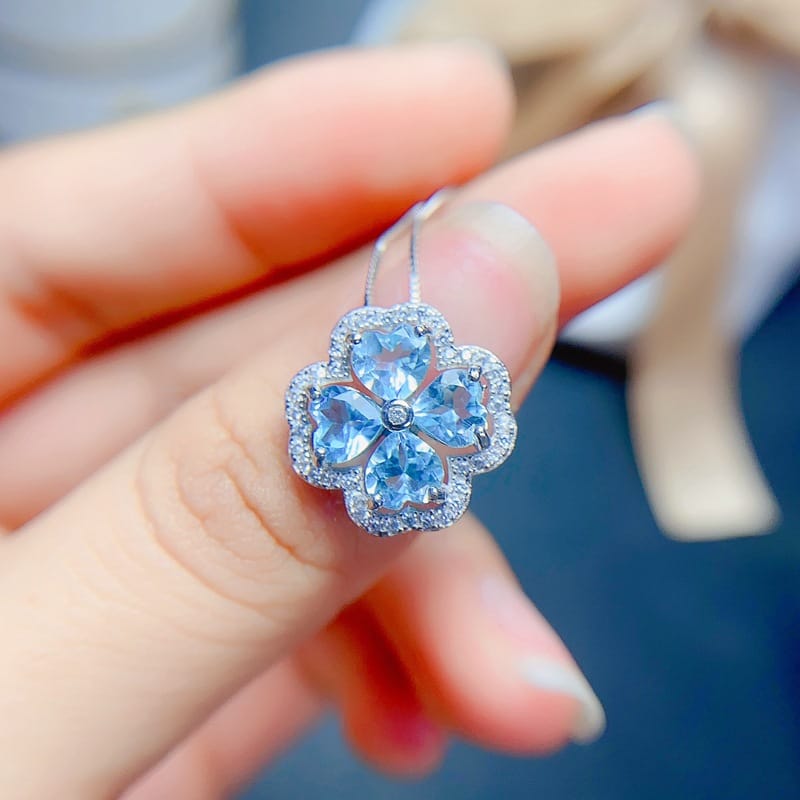 Fresh new natural topaz pendant necklace 5*5mm ladies pendant gift for girlfriend