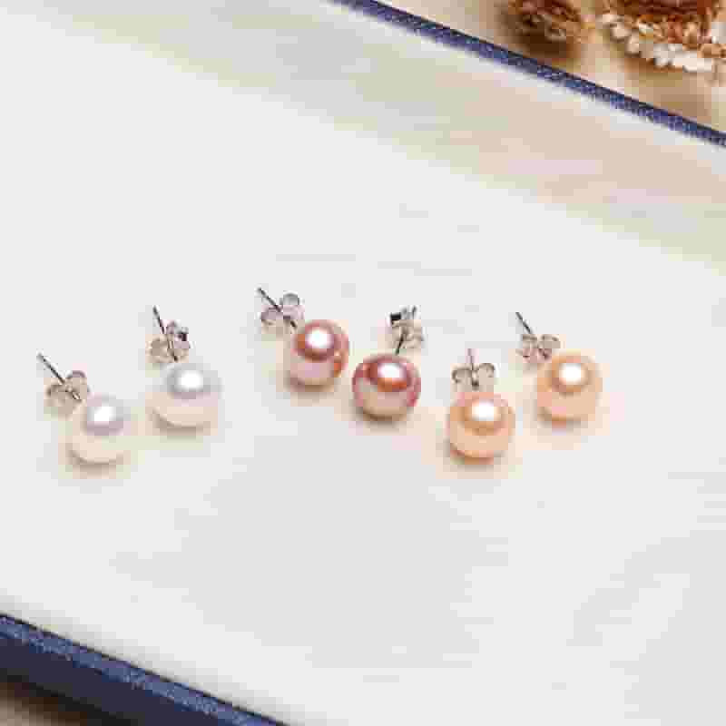 Pearl earrings s925 silver ear pin simple all-match exquisite small freshwater pearl earrings for women