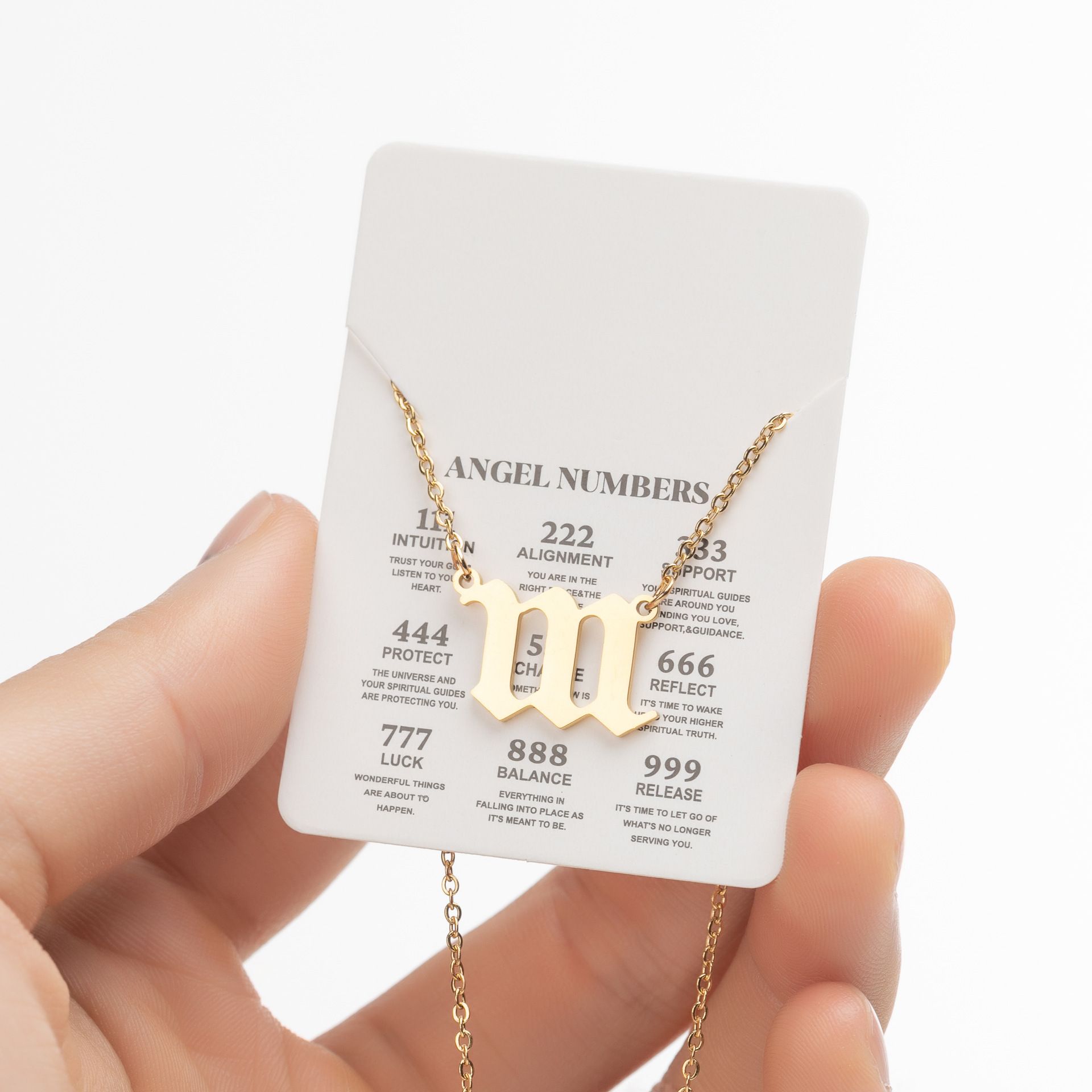 2024 Women's New Arrival Angel Lucky Numbers Pendant Necklace Fashion 000-999 Stainless Steel Vintage Necklace